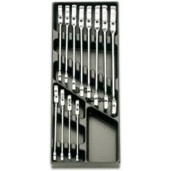 Beta T46 12 Piece Metric Flexi Head Ratchet Combination Spanner Set In Plastic Module Tray 8-19mm