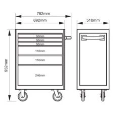 Bahco 1472K6BLACK E72 6 Drawer 26" Mobile Roller Cabinet Black 11 Bahco 1472K6BLACK E72 6 Drawer 26" Mobile Roller Cabinet Black -Pro Tools Shop 1472K6 DIMS