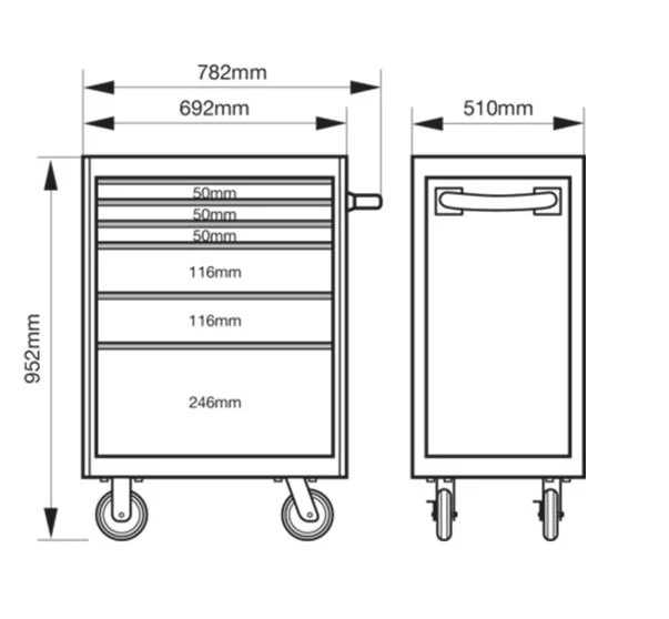 Bahco 1472K6BLACK E72 6 Drawer 26" Mobile Roller Cabinet Black 7 Bahco 1472K6BLACK E72 6 Drawer 26" Mobile Roller Cabinet Black - Image 5