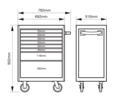 Bahco 1472K8 E72 8 Drawer 26" Mobile Roller Cabinet Orange 11 Bahco 1472K8 E72 8 Drawer 26" Mobile Roller Cabinet Orange -Pro Tools Shop 1472K8 DIMS 1