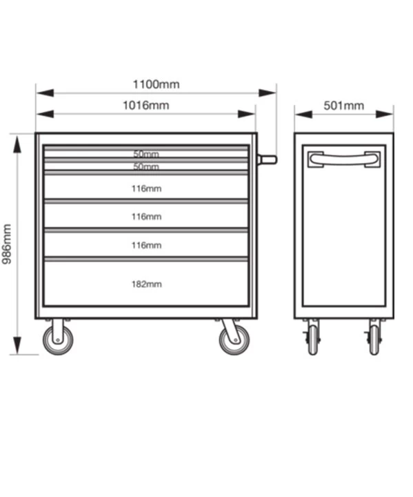 Bahco 1475KXL6BLUE C75 40″ 6 Drawer Mobile Roller Cabinet Blue 4 Bahco 1475KXL6BLUE C75 40″ 6 Drawer Mobile Roller Cabinet Blue - Image 2