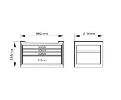 Bahco 1482K4GREY E82 4 Drawer Top Chest Tool Box For E72 Roll Cabs - Grey -Pro Tools Shop 1482K4 DIMS 2