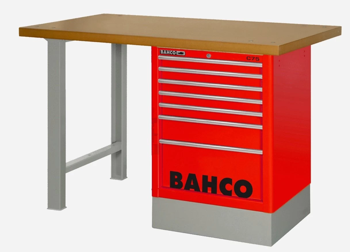 Bahco 1495K7CRDWB15TD Heavy Duty MDF Top Workbench With 7 Drawer Red Cabinet 1500mm Long 3 Bahco 1495K7CRDWB15TD Heavy Duty MDF Top Workbench With 7 Drawer Red Cabinet 1500mm Long