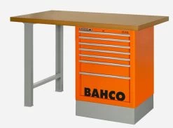 Bahco 1495K6CWB15TD Heavy Duty MDF Top Workbench With 6 Drawer Orange Cabinet 1500mm Long