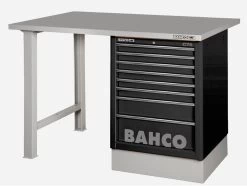 Bahco 1495K7CBKWB15TS Heavy Duty Steel Top Workbench With 7 Drawer Black Cabinet 1500mm Long