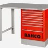 Bahco 1495K8CRDWB18TS Heavy Duty Steel Top Workbench With 8 Drawer Red Cabinet 1800mm Long -Pro Tools Shop 1495KCWB15TS RED 1 1