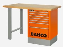 Bahco 1495K7CWB15TW Heavy Duty Wooden Top Workbench With 7 Drawer Orange Cabinet 1500mm Long