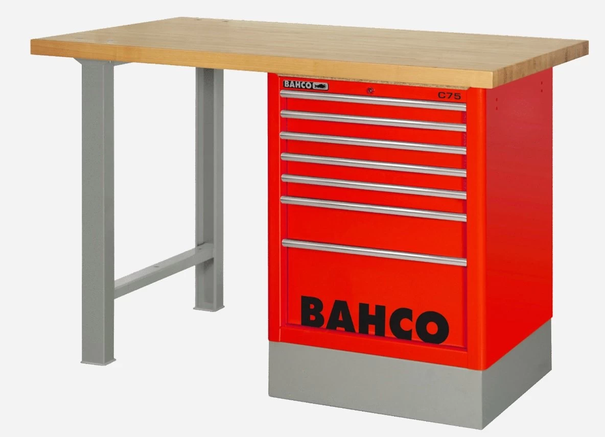 Bahco 1495K8CRDWB15TW Heavy Duty Wooden Top Workbench With 8 Drawer Red Cabinet 1500mm Long 3 Bahco 1495K8CRDWB15TW Heavy Duty Wooden Top Workbench With 8 Drawer Red Cabinet 1500mm Long