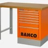 Bahco 1495K7CWB18TD Heavy Duty MDF Top Workbench With 7 Drawer Orange Cabinet 1800mm Long -Pro Tools Shop 1495KCWB18TD orange