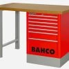 Bahco 1495K7CRDWB18TD Heavy Duty MDF Top Workbench With 7 Drawer Red Cabinet 1800mm Long -Pro Tools Shop 1495KCWB18TD red