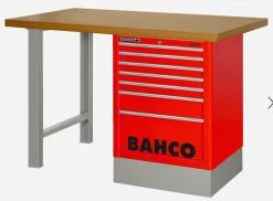 Bahco 1495K7CRDWB18TD Heavy Duty MDF Top Workbench With 7 Drawer Red Cabinet 1800mm Long