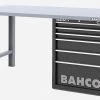 Bahco 1495KH6BKWB18TS Heavy Duty Low Height Steel Top Workbench With 6 Drawer Black Cabinet 1800mm Long -Pro Tools Shop 1495KH6WBTS black 1