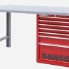 Bahco 1495KH7RDWB18TS Heavy Duty Low Height Steel Top Workbench With 7 Drawer Red Cabinet 1800mm Long -Pro Tools Shop 1495KH7WBTS red 1