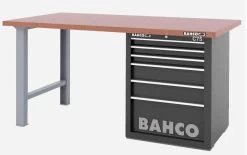 Bahco 1495KH7BKWB18TD Heavy Duty Low Height MDF Top Workbench With 7 Drawer Black Cabinet 1800mm Long