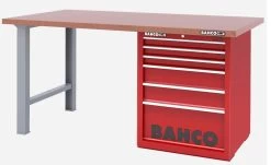Bahco 1495KH8RDWB18TD Heavy Duty Low Height MDF Top Workbench With 8 Drawer Red Cabinet 1800mm Long