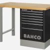 Bahco 1495KH7BKWB18TW Heavy Duty Low Height Wooden Top Workbench With 7 Drawer Black Cabinet 1800mm Long 2 Bahco 1495KH7BKWB18TW Heavy Duty Low Height Wooden Top Workbench With 7 Drawer Black Cabinet 1800mm Long -Pro Tools Shop 1495KHWB18TW black