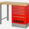 Bahco 1495KH8RDWB18TW Heavy Duty Low Height Wooden Top Workbench With 8 Drawer Red Cabinet 1800mm Long 2 Bahco 1495KH8RDWB18TW Heavy Duty Low Height Wooden Top Workbench With 8 Drawer Red Cabinet 1800mm Long -Pro Tools Shop 1495KHWB18TW red