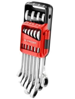 Facom 467B.JP10 10 Piece Reversible Ratcheting Anti Slip Combination Spanner Set 8-19mm