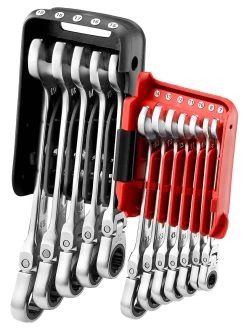 Facom 467BF.JP12 12 Piece Flexible Head Anti-Slip Ratchet Combination Spanner Set 7-19mm