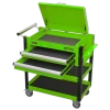 Sealey AP760MHV Heavy-Duty Mobile Tool &amp; Parts Trolley 2 Drawers &amp; Lockable Top - Green -Pro Tools Shop AP760MHV DRAWERS OPEN PIC4 DFC33196