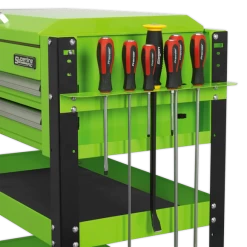 Sealey AP760MHV Heavy-Duty Mobile Tool &amp; Parts Trolley 2 Drawers &amp; Lockable Top - Green -Pro Tools Shop AP760MHV SCREWDRIVER RACK DFC33199