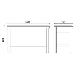 Beta C58B-R 1.5 Metre Workbench With Wooden Top – Red -Pro Tools Shop C58B Dimensions