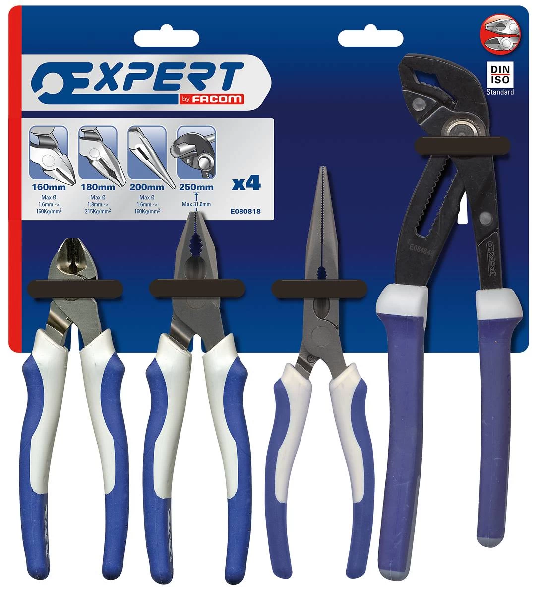 Expert By Facom E080818 4 Piece Pliers Set - Combination, Half-Round, Multi-Grip & Snips 4 Expert By Facom E080818 4 Piece Pliers Set - Combination, Half-Round, Multi-Grip & Snips - Image 2