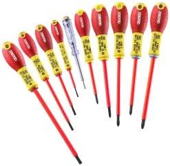 Expert By Facom E160912 10 Piece 1000V VDE Insulated Screwdriver Set - Made In France