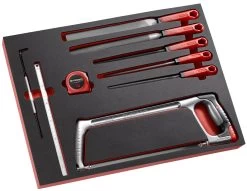 Facom MODM.603F Hacksaw, Tape Measure & File Set Supplied In Foam Module Tray