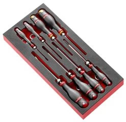 Facom MODM.AN1SLS 8 Piece Tethered Slotted And Phillips Screwdriver Set Supplied In Foam Module Tray