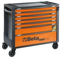 Beta RSC24AXL/7-O 7 Drawer Extra Long Mobile Roller Cabinet With Anti-Tilt System - Orange