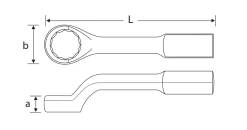 Bahco 315Z Imperial Offset Ring End Slogging Wrenches 1.15/16" AF -Pro Tools Shop Slogging Wrench Dimension