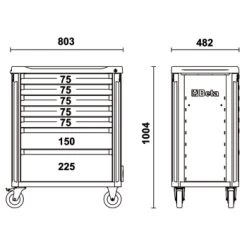 Beta C37/7 7 Drawer Mobile Roller Cabinet - Orange -Pro Tools Shop c377